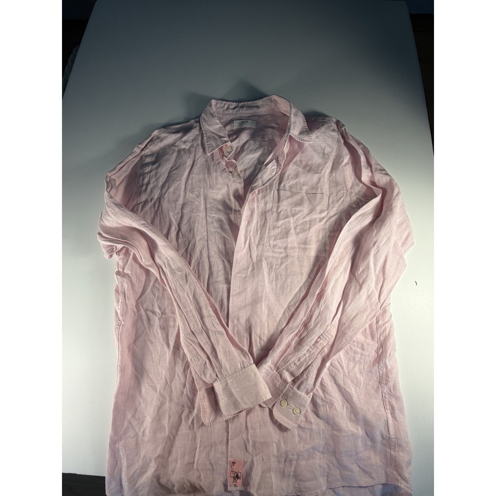 UNIQLO Men's Xl Pink 100% Linen Short Sleeve Button Down Shirt